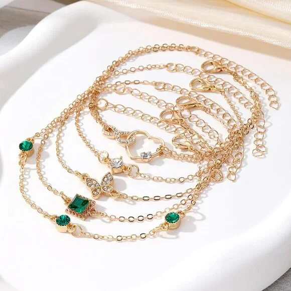 Gold Bracelets for Women, 14K Gold Plated Dainty Layered Chain Bracelets Adjusta - Picture 3 of 6